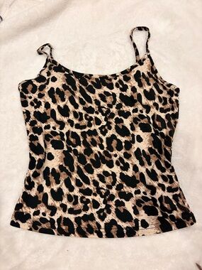 SHEIN Leopard Print Cami Tank Top - Tan & Black